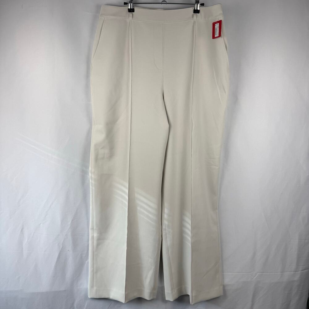 SPANX Opacity Crepe Trouser In Parchment Pleated Straight Leg Loose Fit NWT 1XL